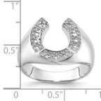 14k White Gold Polished Mens Diamond Horseshoe Ring Mounting (No Stone Included)