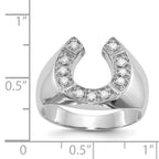 14k White Gold 1/5 carat A Diamond Mens Horseshoe Ring
