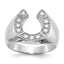 14k White Gold 1/5 carat AA Diamond Mens Horseshoe Ring