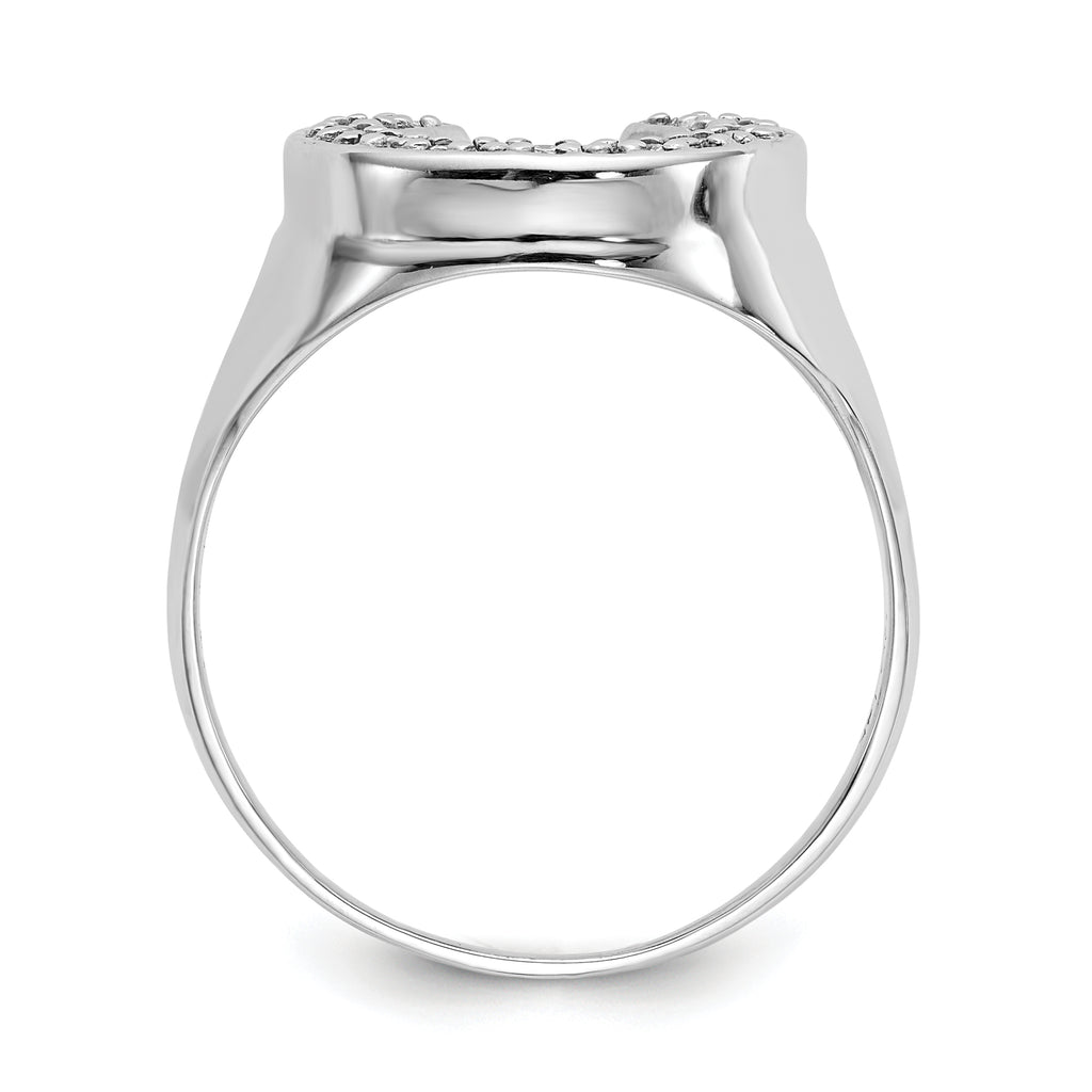 14k White Gold 1/5 carat AAA Diamond Mens Horseshoe Ring