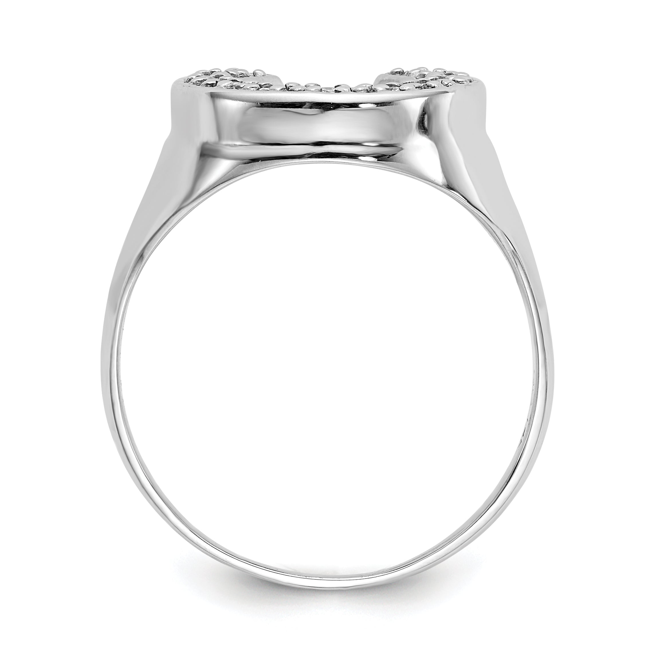 14k White Gold 1/5 carat AAA Diamond Mens Horseshoe Ring