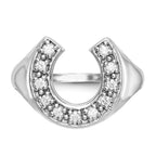14k White Gold 1/5 carat AA Diamond Mens Horseshoe Ring