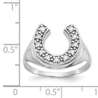 14k White Gold 1/5 carat AAA Diamond Mens Horseshoe Ring