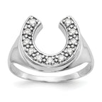 14k White Gold 1/5 carat AA Diamond Mens Horseshoe Ring