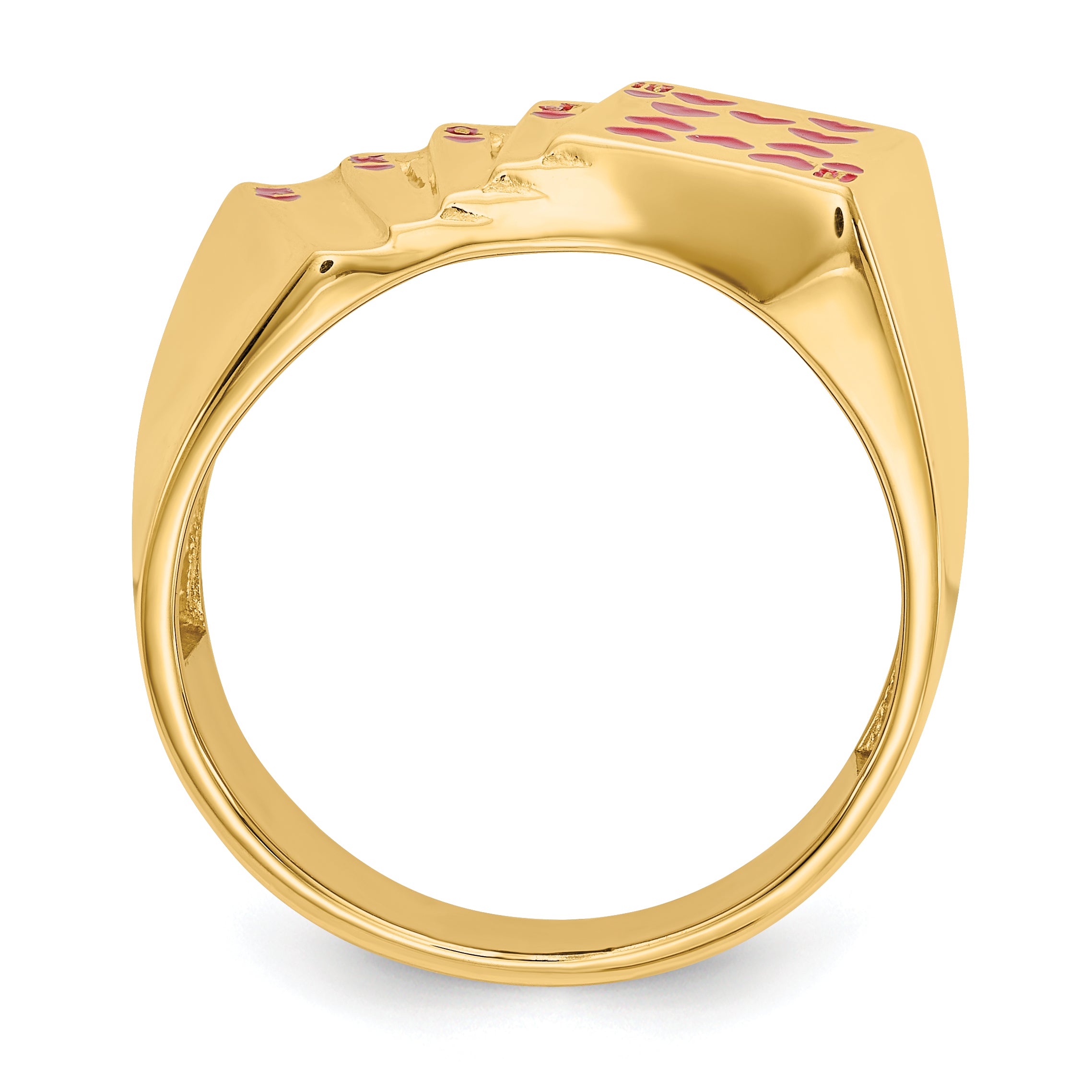 14k Enameled Royal Flush in Hearts Mens Ring Secondary image
