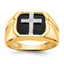14k Octagon Onyx and AA Diamond Mens Cross Sterling Silver Ring