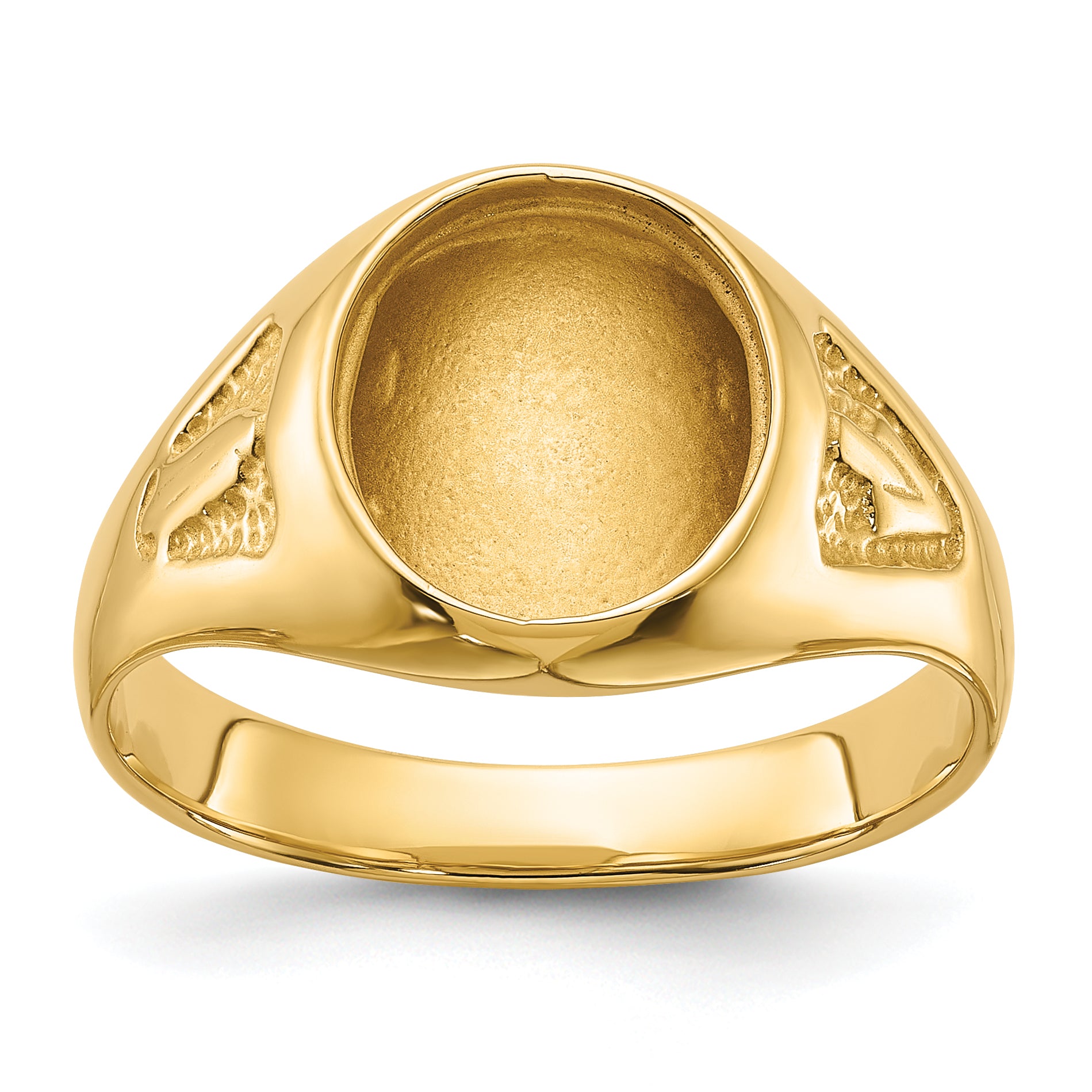 14k Men's Polished and Textured Masonic Ring Mounting (No Stone Included) Main image