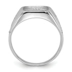 14k White Gold Men's Polished and Grooved Masonic Ring Mounting (No Stone Included)