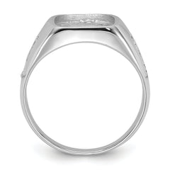 14k White Gold Men's Polished and Grooved Masonic Ring Mounting (No Stone Included)