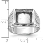 14k White Gold Men's Polished and Textured Masonic Ring Mounting (No Stone Included)