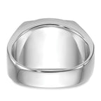 14k White Gold Men's Polished and Textured with Black Enamel and Onyx Masonic Ring