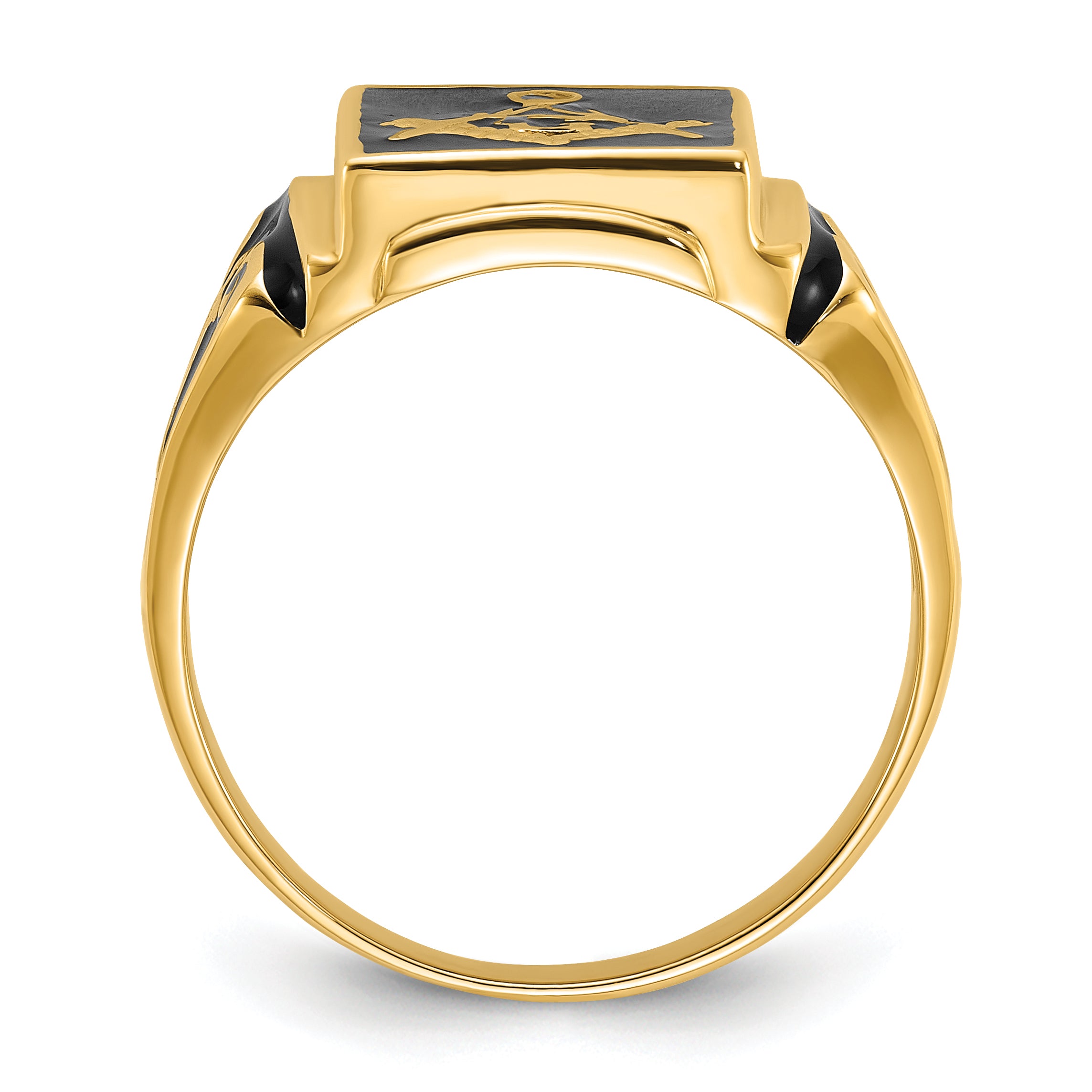 14k Mens Polished and Textured (No Enamel) Masonic Ring Secondary image