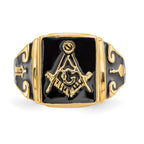 14k Mens Polished and Textured (No Enamel) Masonic Ring