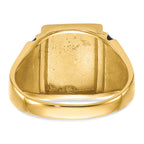 14k Mens Polished and Textured with Black Enamel Masonic Ring