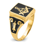 14k Mens Polished and Textured (No Enamel) Masonic Ring