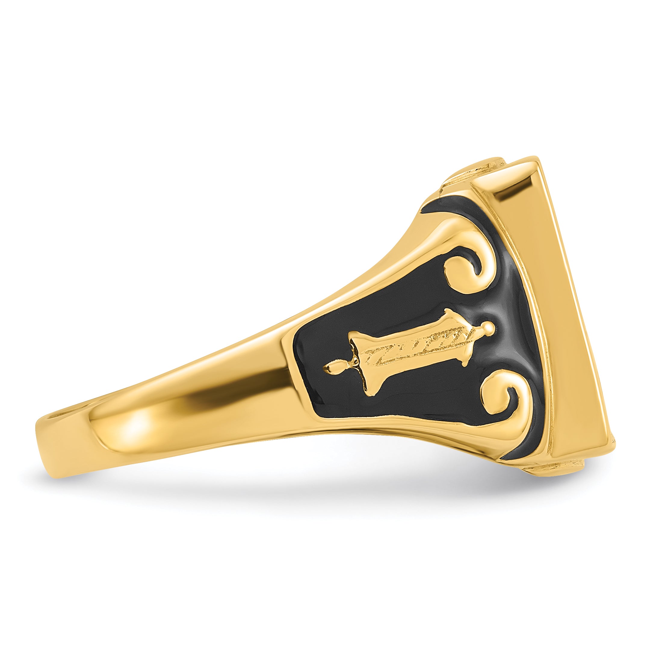 14k Mens Polished and Textured (No Enamel) Masonic Ring