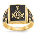14k Mens Polished and Textured (No Enamel) Masonic Ring
