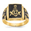 14k Mens Polished and Textured with Black Enamel Masonic Ring