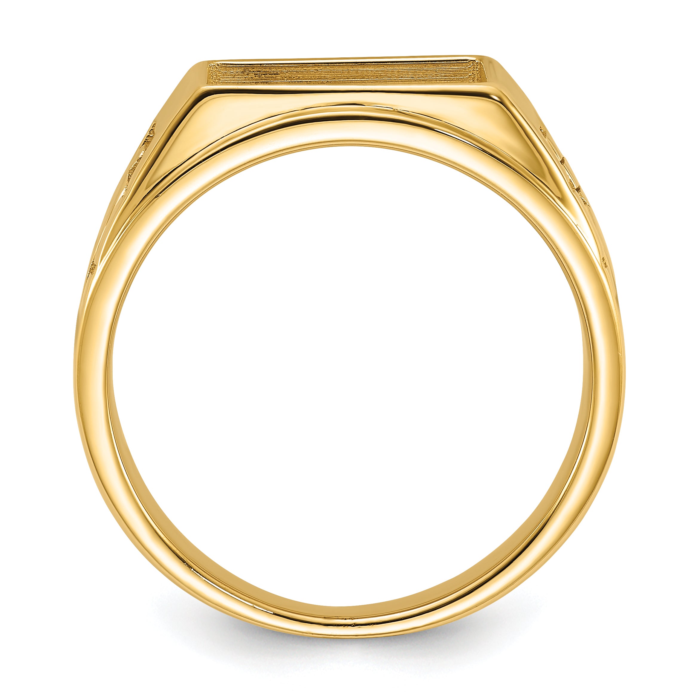 14k Men's Polished and Textured Masonic Ring Mounting (No Stone Included) Secondary image