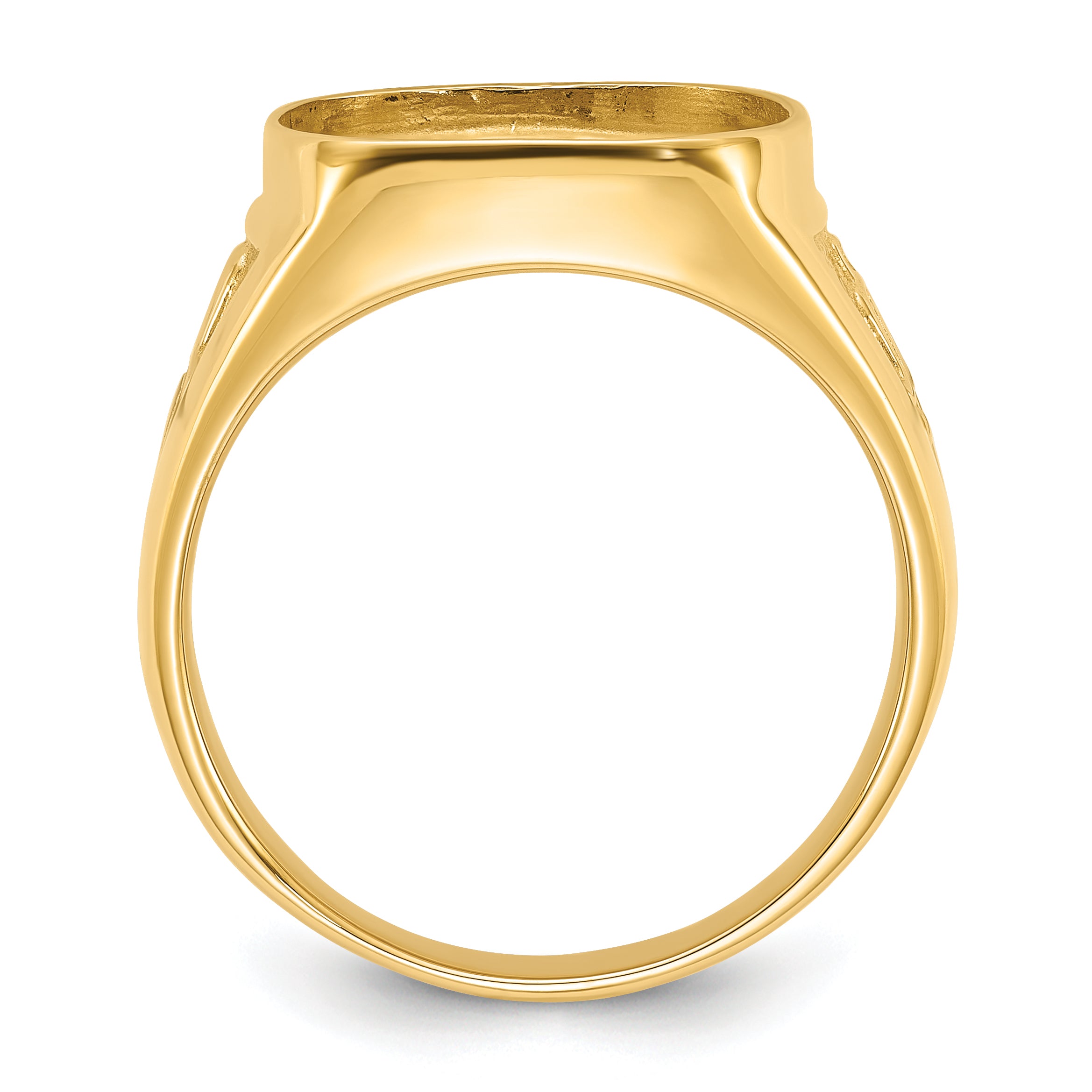 14k Men's Polished and Textured Masonic Ring Mounting (No Stone Included)