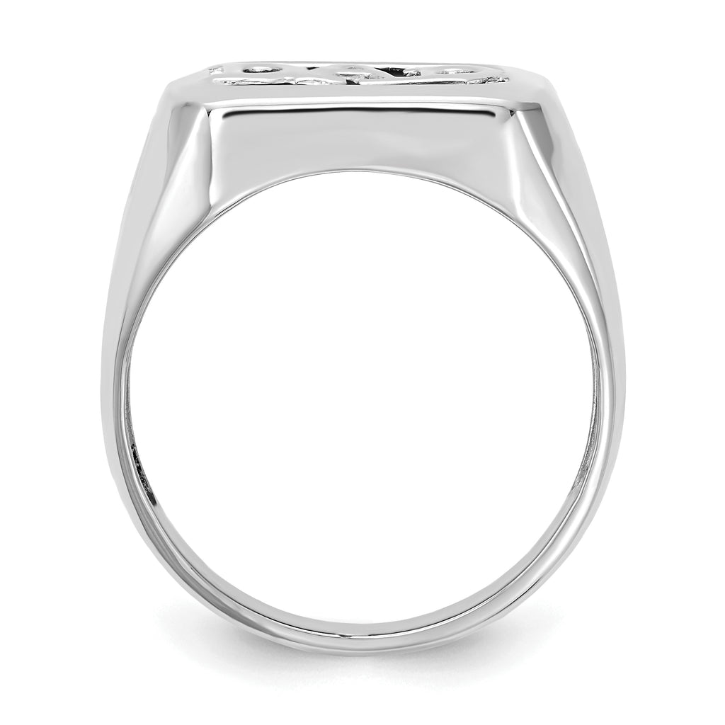 14k White Gold Rectangle Onyx and AAA Diamond Mens DAD Ring