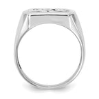 14k White Gold Rectangle Onyx and AA Diamond Mens DAD Ring
