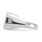 14k White Gold Rectangle Onyx and AAA Diamond Mens DAD Ring