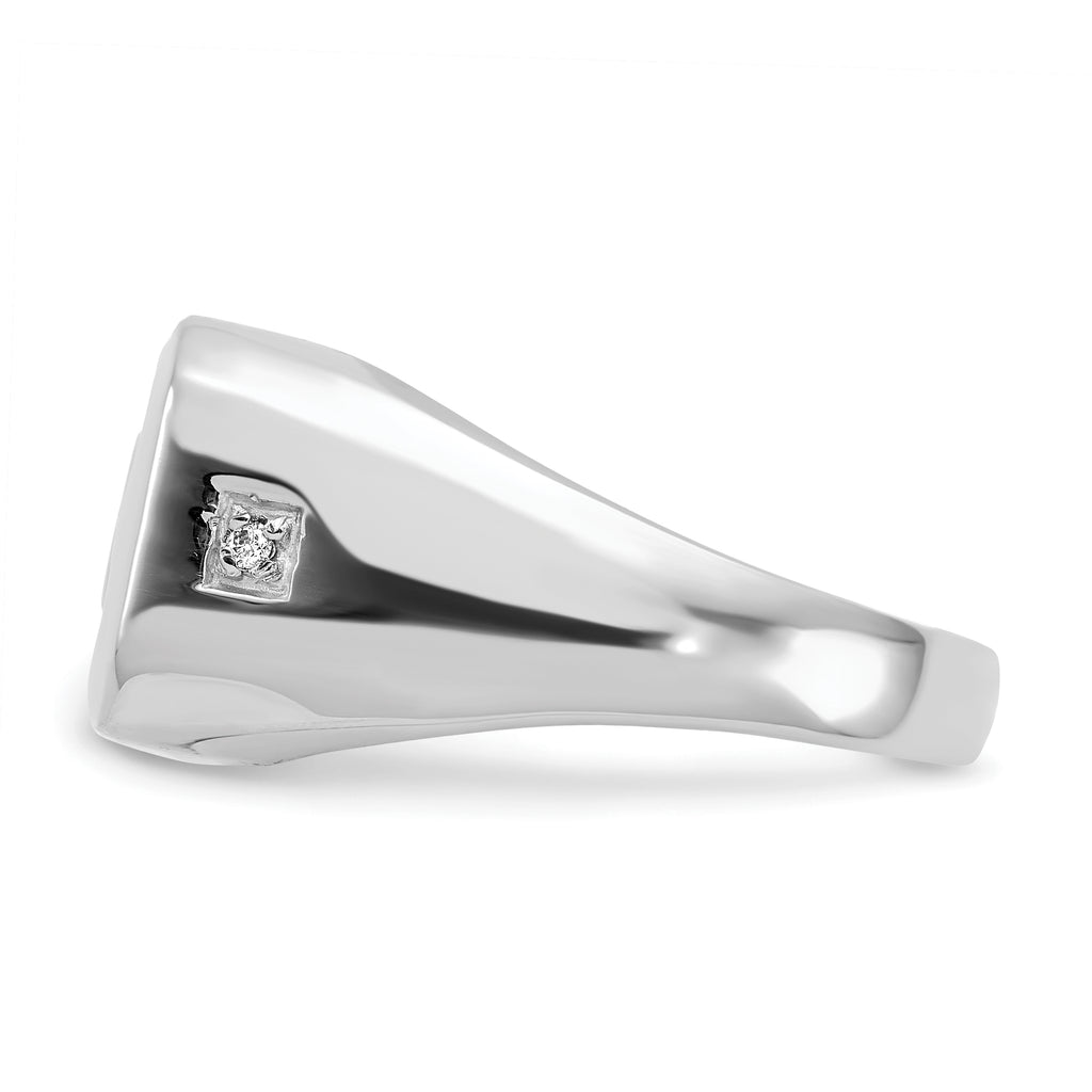 14k White Gold Rectangle Onyx and VS Diamond Mens DAD Ring