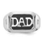 14k White Gold Rectangle Onyx and VS Diamond Mens DAD Ring