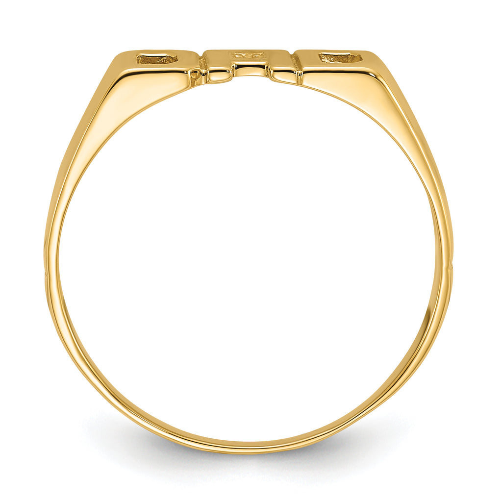14k Squared Top Hollowed Out D Diamond DAD Ring Mounting (No Stone Included)