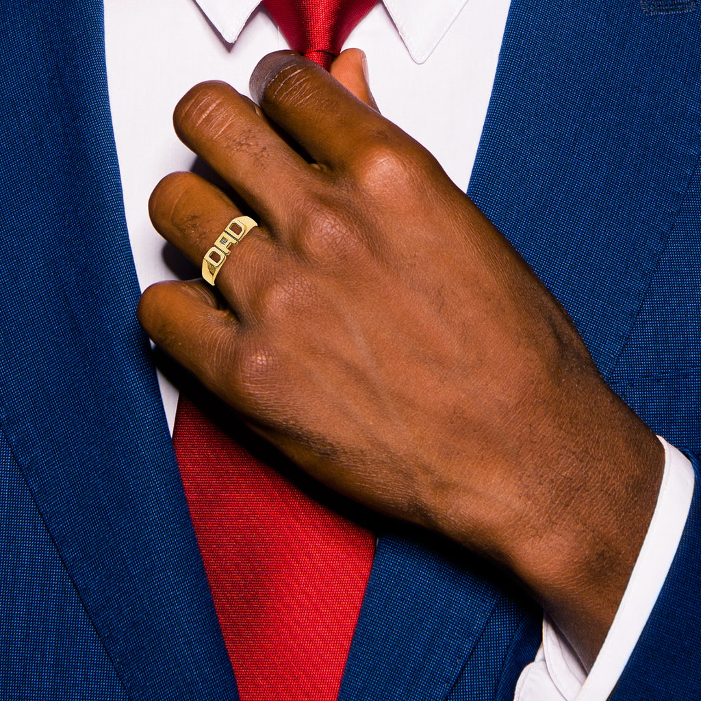 14k AA Diamond Mens DAD Ring