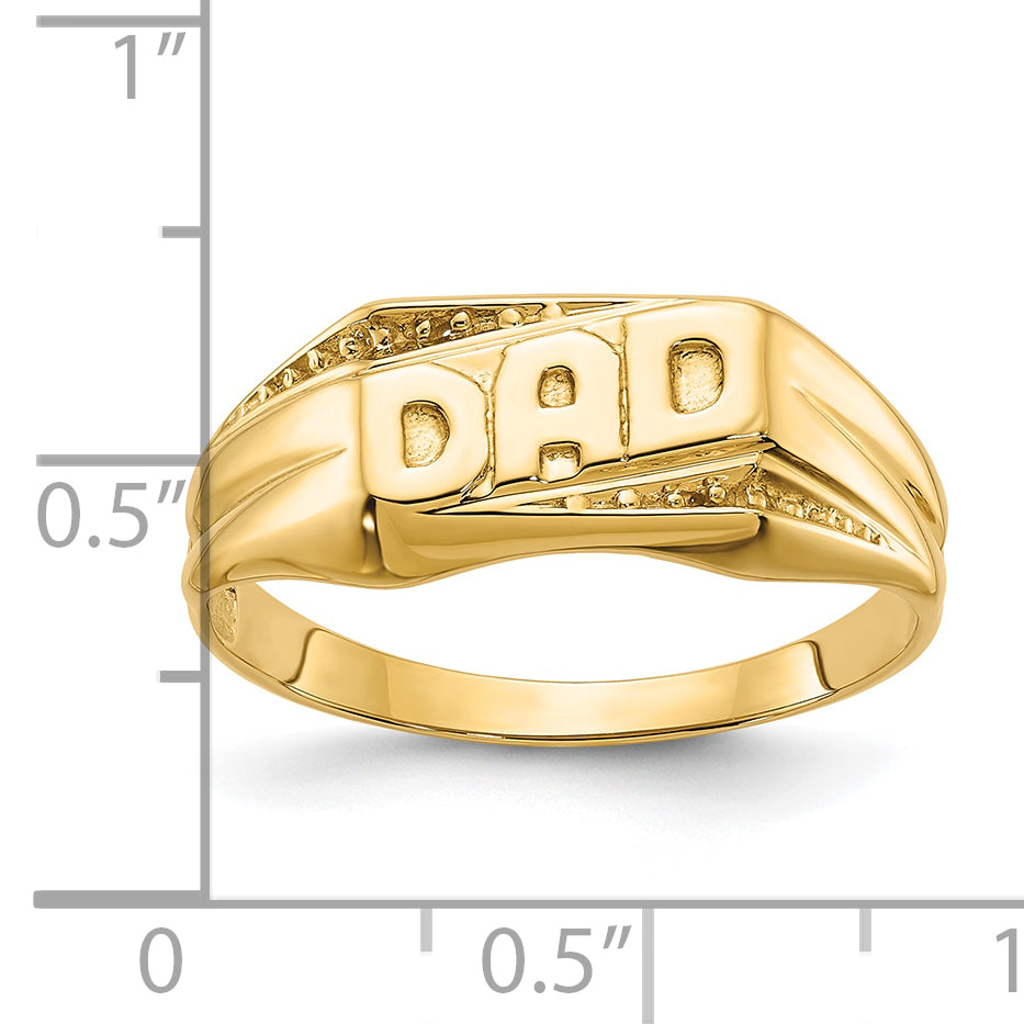 14k Polished Etched Edges Diamond DAD Ring Mounting (No Stone Included)