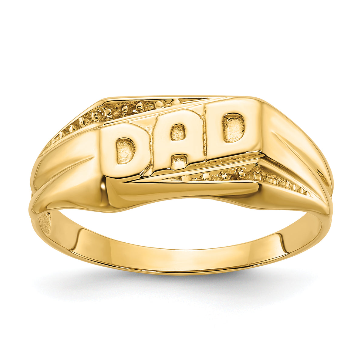14k Polished Etched Edges Diamond DAD Ring Mounting (No Stone Included)