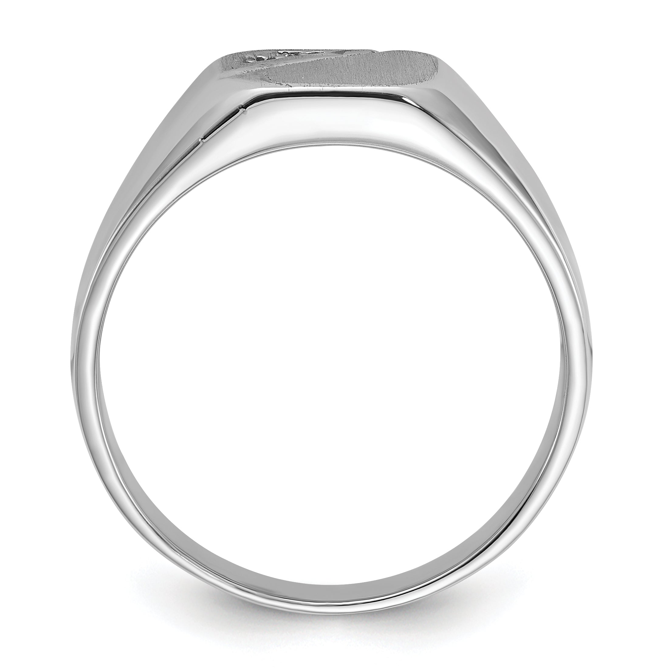 14k White Gold 10.0x9.0mm Open Back Diamond Signet Ring Mounting (No Stone Included) Secondary image