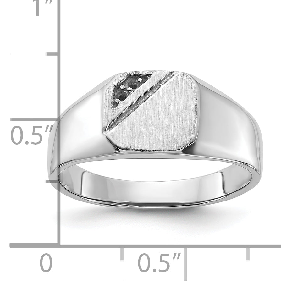 14k White Gold 10.0x9.0mm Open Back Diamond Signet Ring Mounting (No Stone Included)