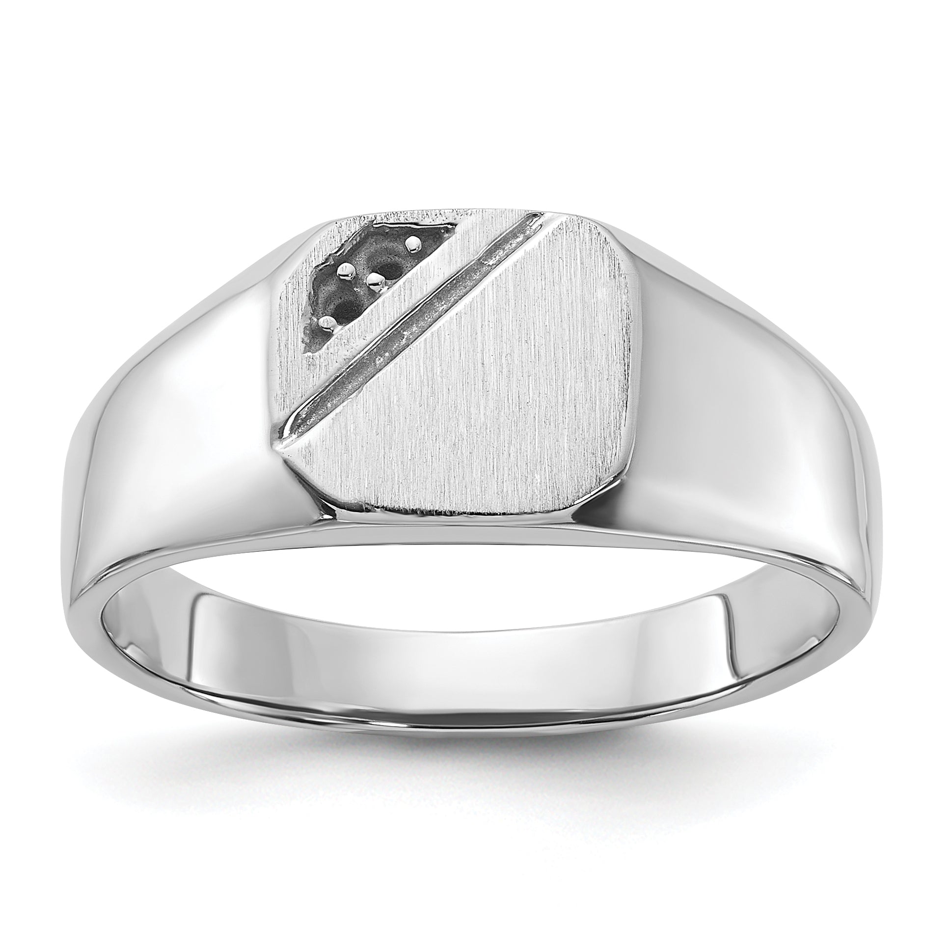 14k White Gold 10.0x9.0mm Open Back Diamond Signet Ring Mounting (No Stone Included) Main image