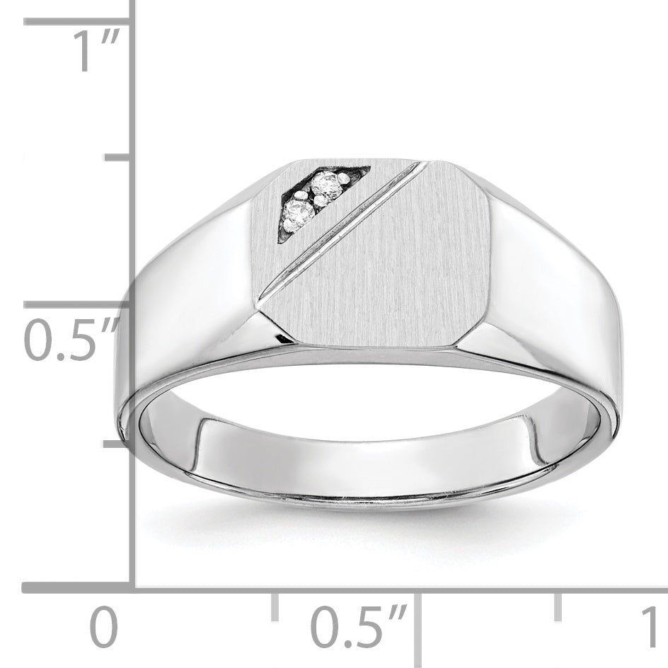 14k White Gold 10.0x9.0mm Open Back AA Diamond Signet Ring