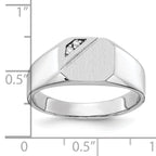 14k White Gold 10.0x9.0mm Open Back AA Diamond Signet Ring