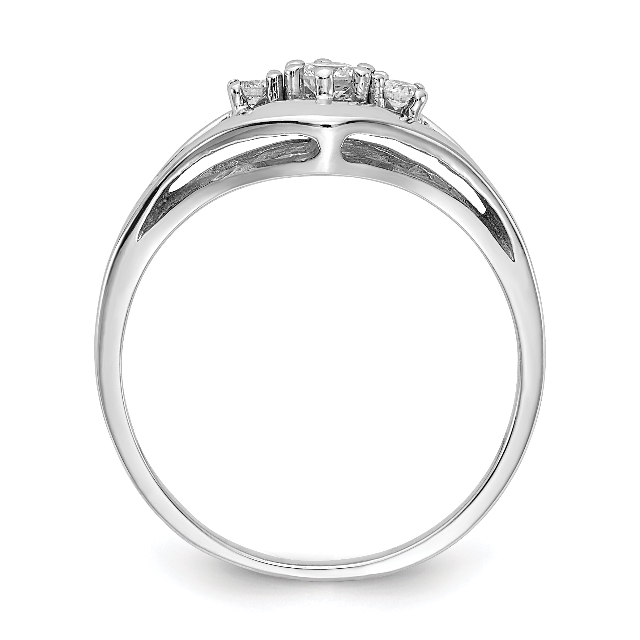 14k White Gold Polished AA Diamond ring