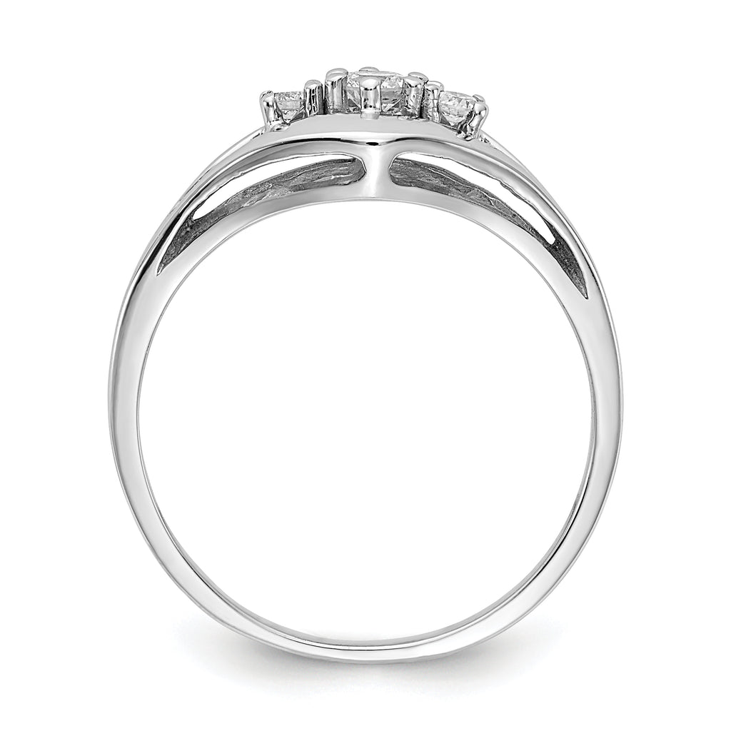 14k White Gold Polished AA Diamond ring
