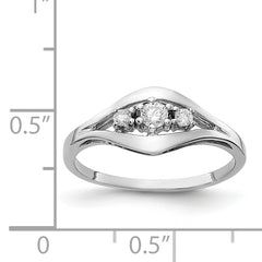 14k White Gold Polished AA Diamond ring