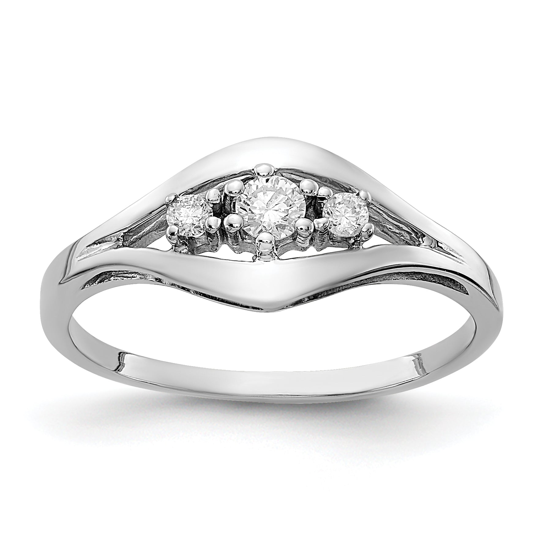 14k White Gold Polished AA Diamond ring