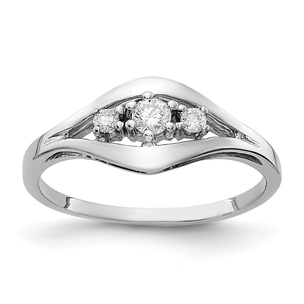 14k White Gold Polished AA Diamond ring