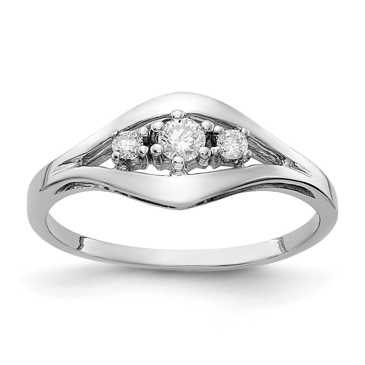 14k White Gold Polished AA Diamond ring