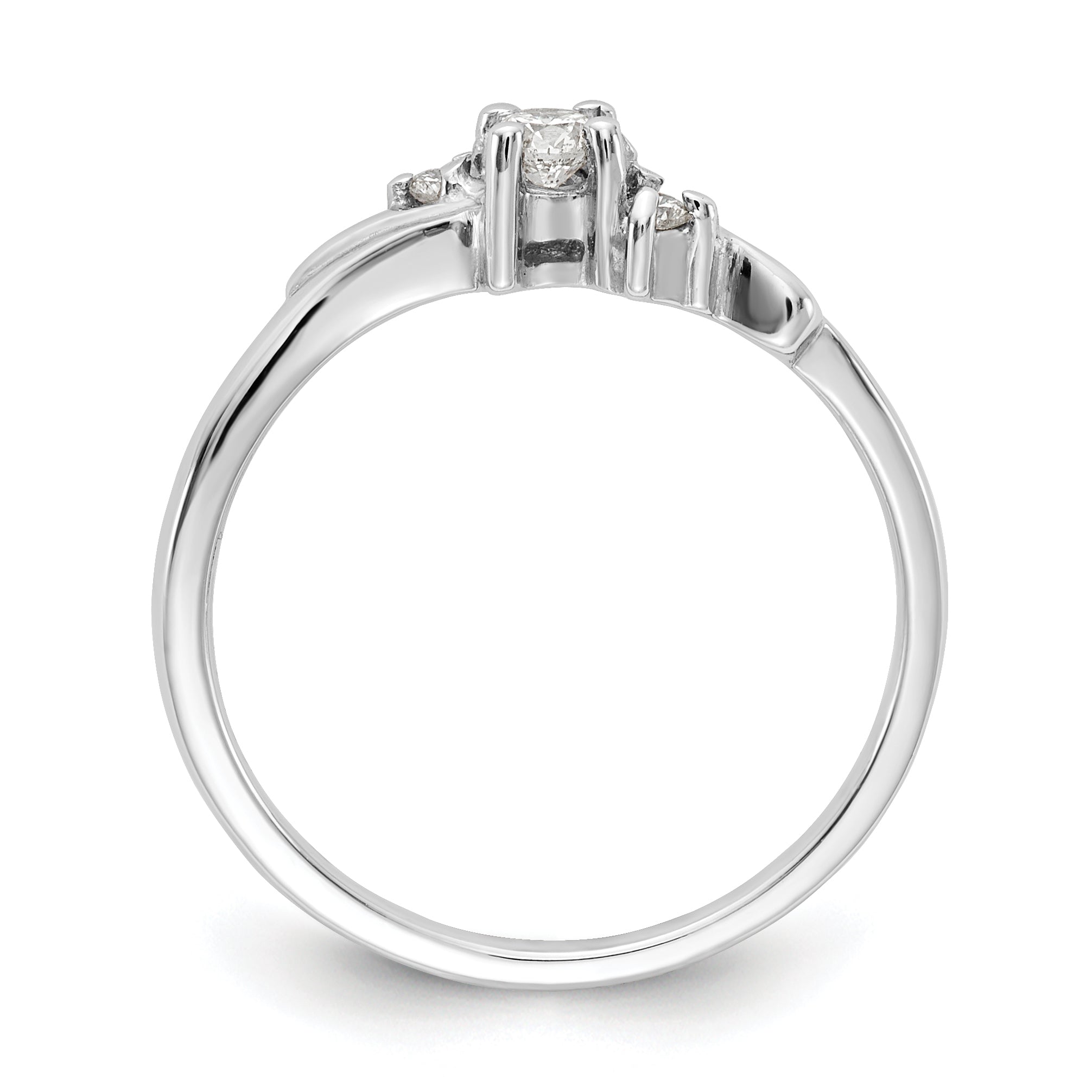 14k White Gold Polished AA Diamond ring
