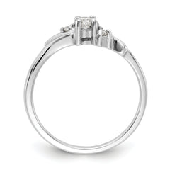 14k White Gold Polished AA Diamond ring