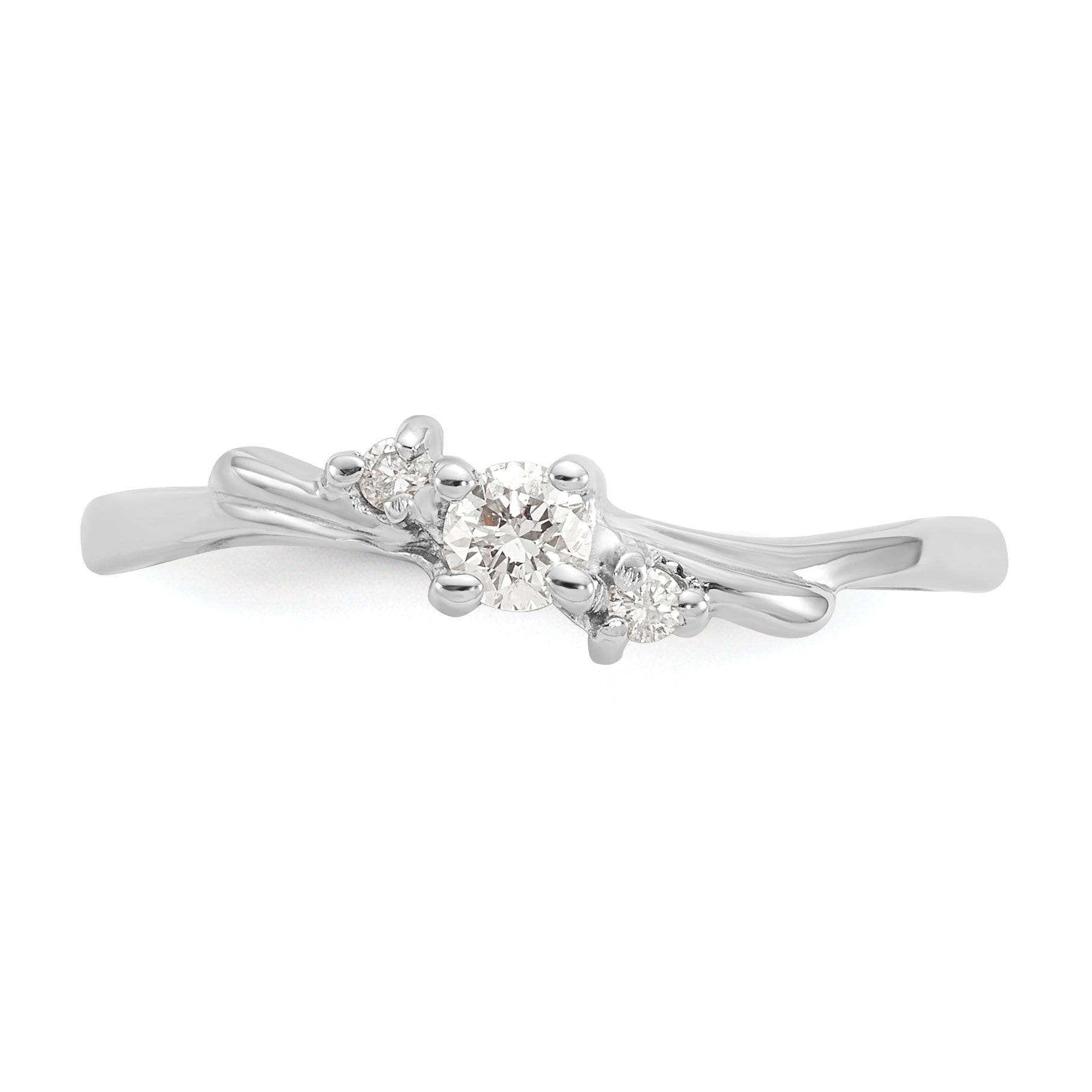 14k White Gold Polished AA Diamond ring