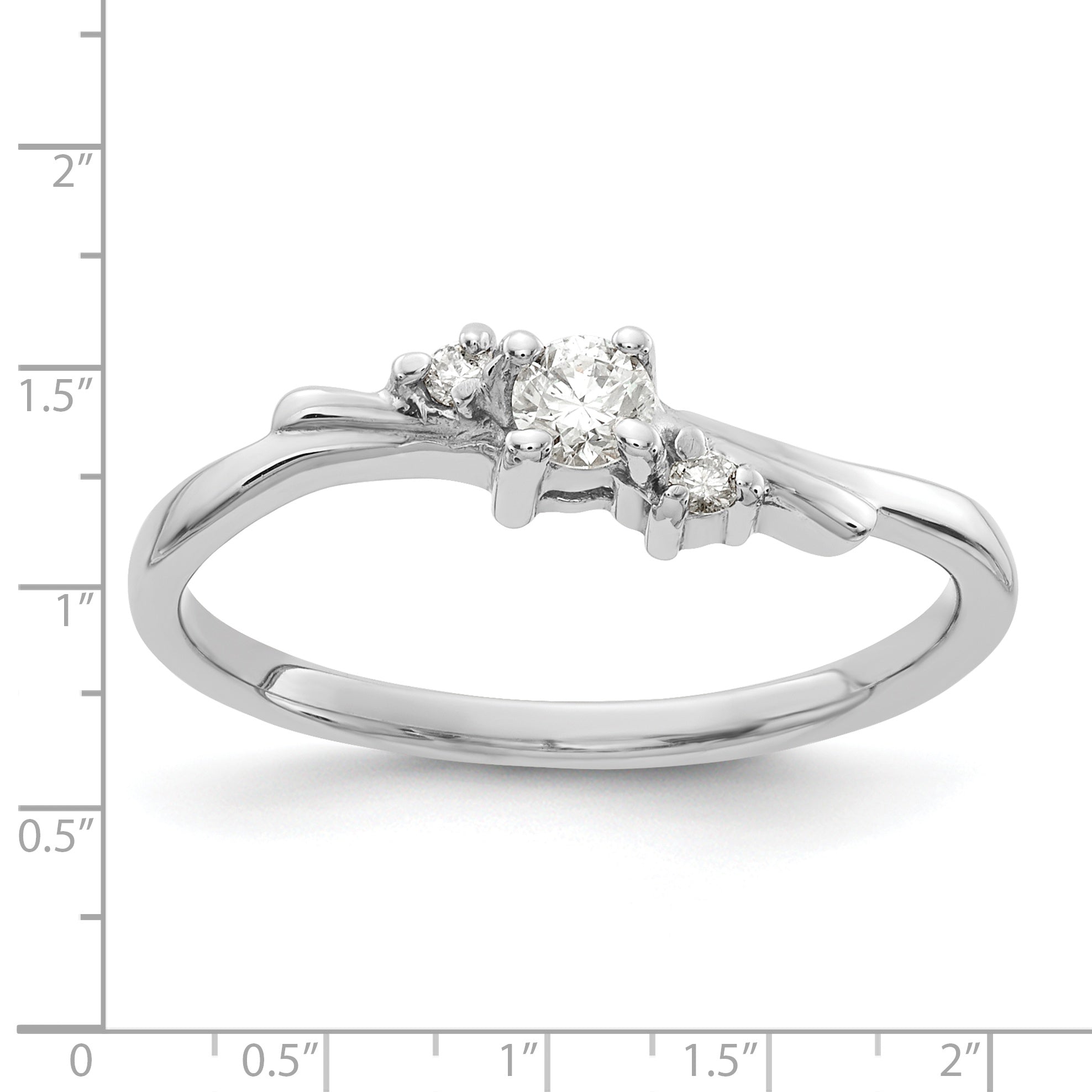 14k White Gold Polished AA Diamond ring