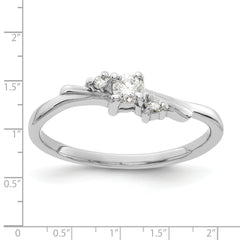 14k White Gold Polished AA Diamond ring