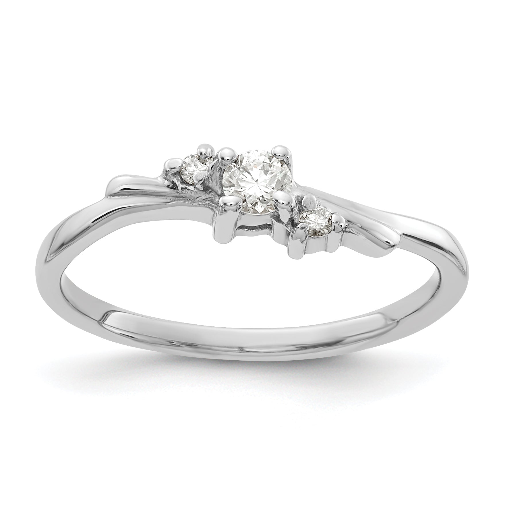 14k White Gold Polished AA Diamond ring